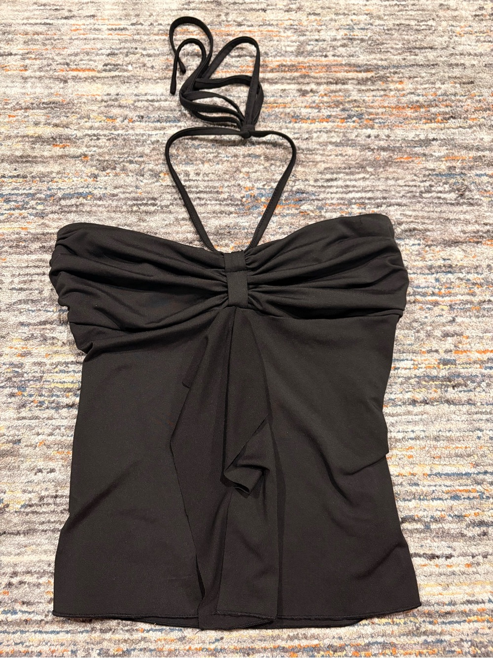Black Halter Tie-Front Kids One Piece